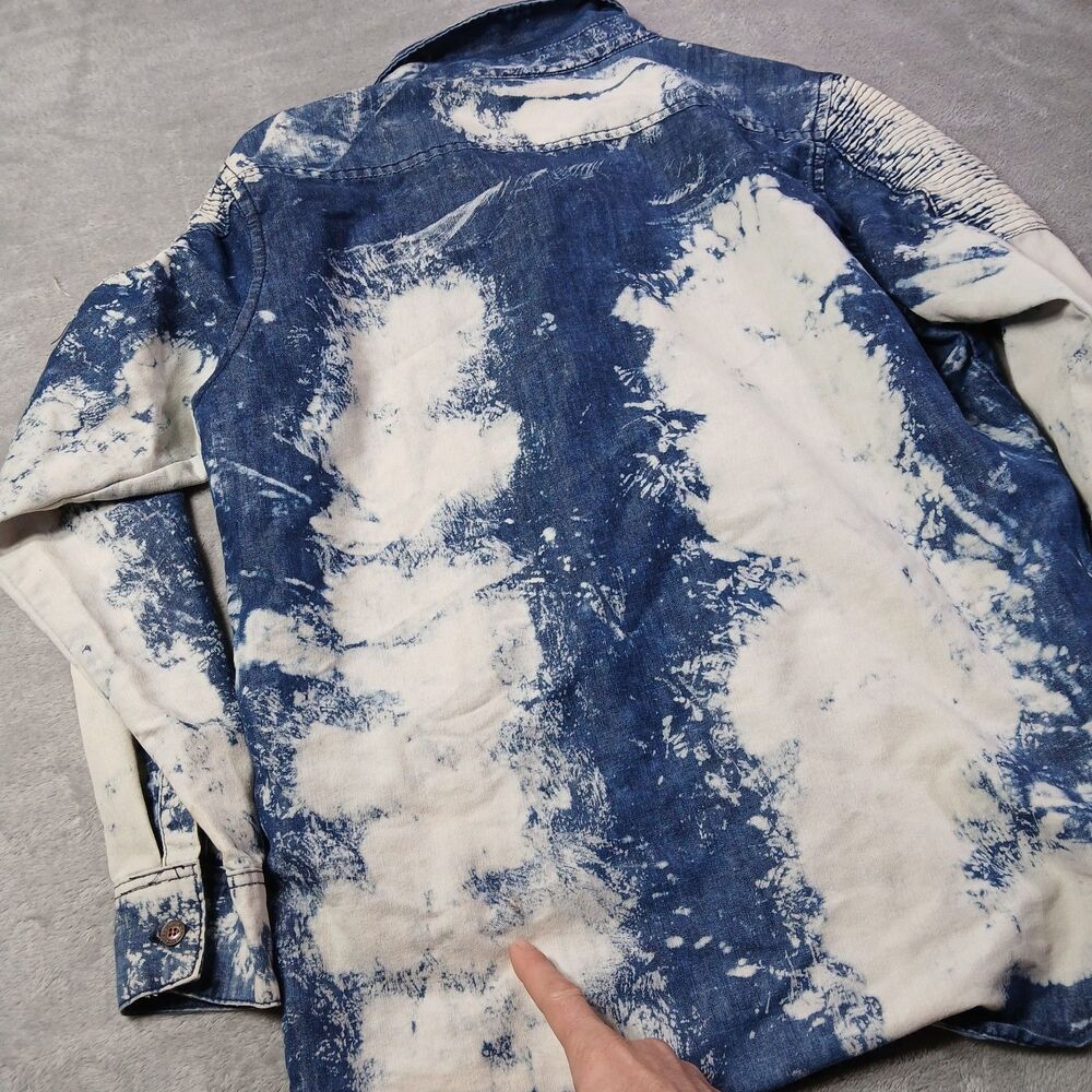GS-115 L Denim Shacket Blue Acid-Wash Metropolitan-Grunge Indie-Sleaze Utility L - Picture 11 of 12